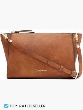 Vegan Leather Crossbody Bag Top Zip Adjustable Strap Organizer Pockets